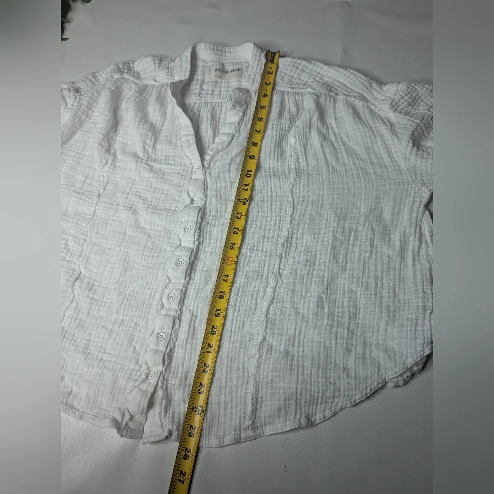 Free People We The Free Valley Double Cloth Top White Size Large